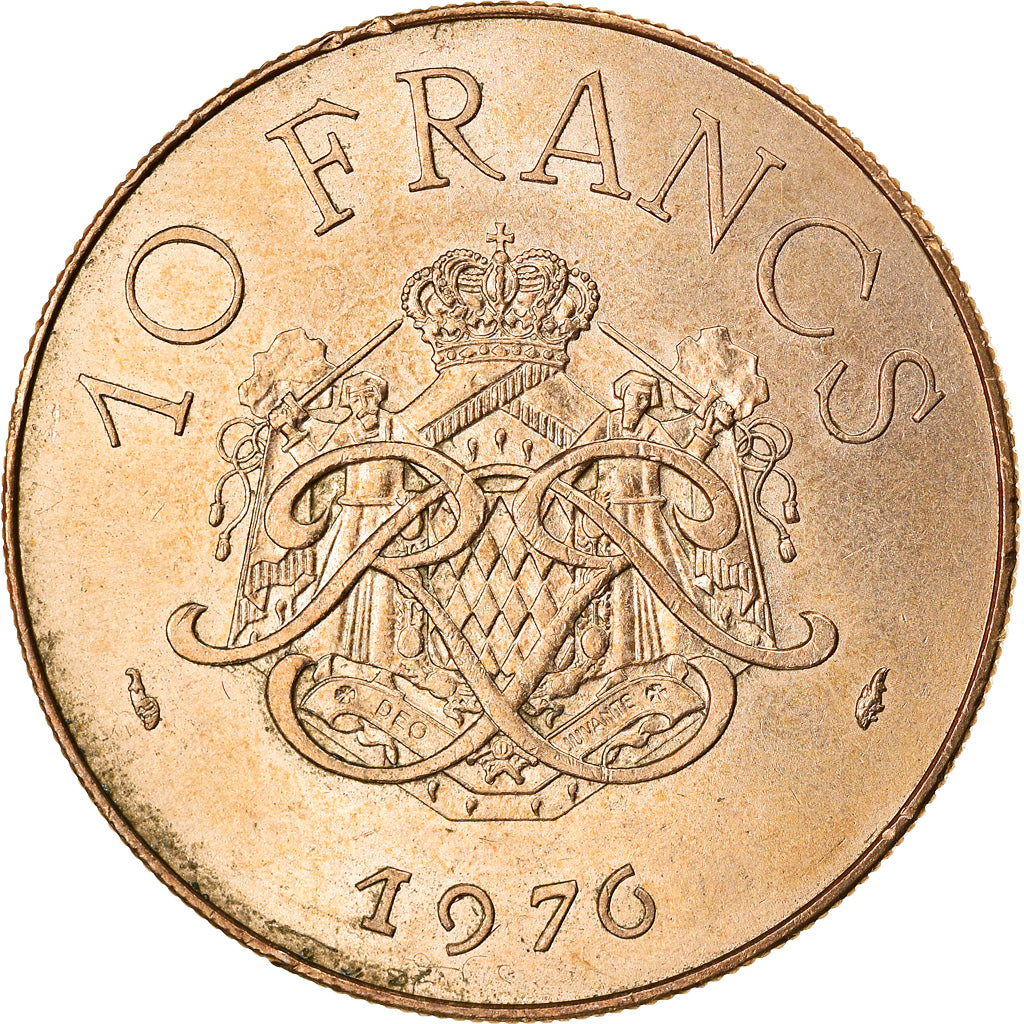 Münze, Monaco, Rainier III, 10 Francs, 1976, SS, Copper-Nickel-Aluminum
