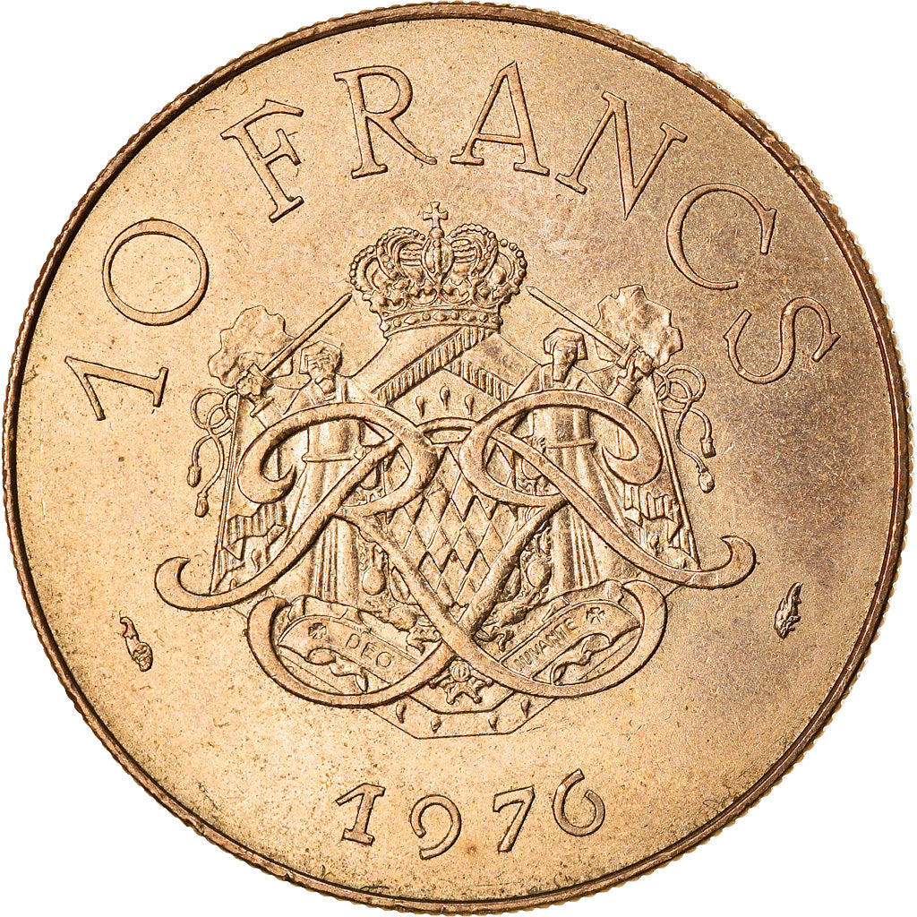 Coin, Monaco, Rainier III, 10 Francs, 1976, EF(40-45), Copper-Nickel-Aluminum