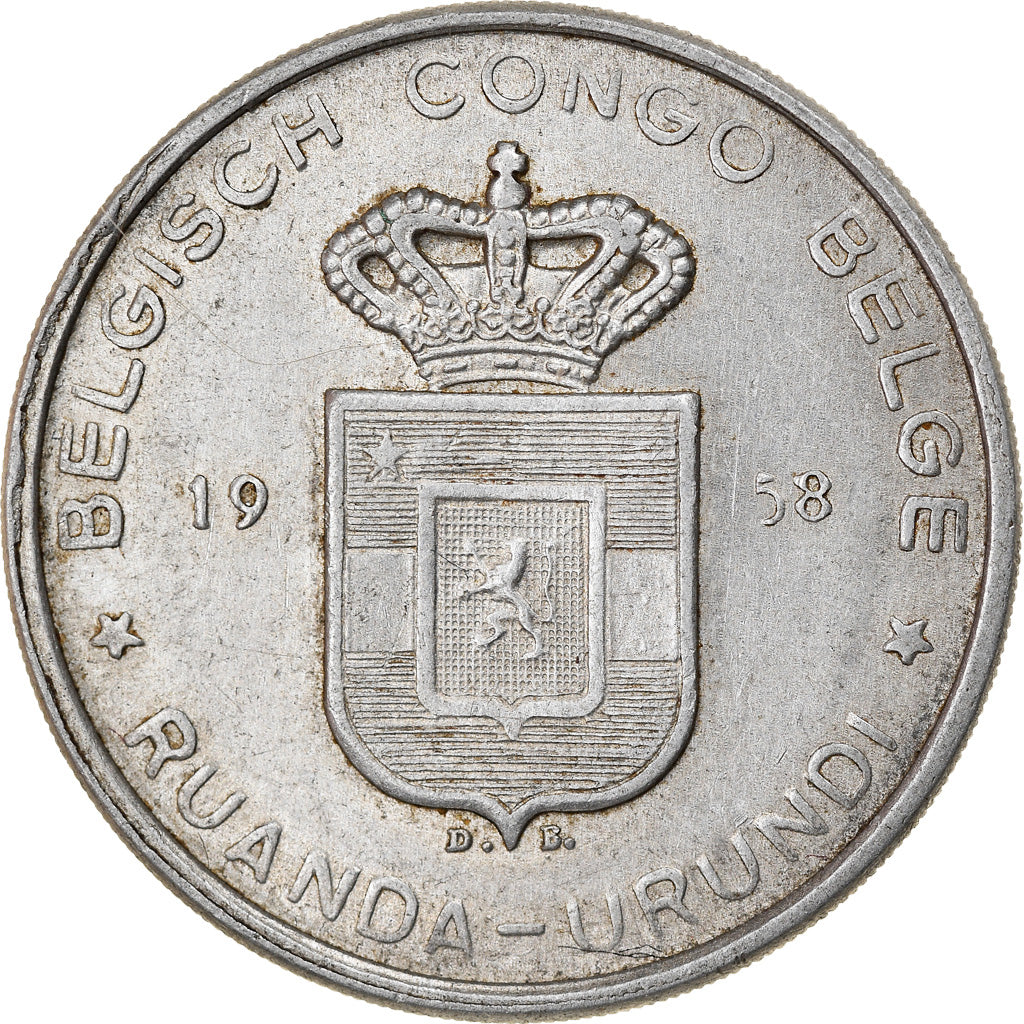 Monnaie, Congo belge, RUANDA-URUNDI, 5 Francs, 1958, TTB, Aluminium, KM:3