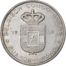 Moneda, Congo belga, RUANDA-URUNDI, 5 Francs, 1958, MBC, Aluminio, KM:3