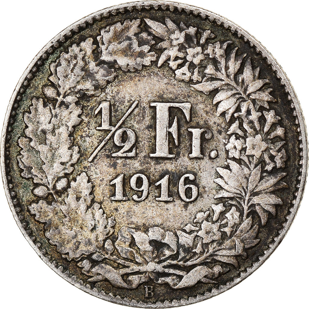 Coin, Switzerland, 1/2 Franc, 1916, Bern, VF(30-35), Silver, KM:23