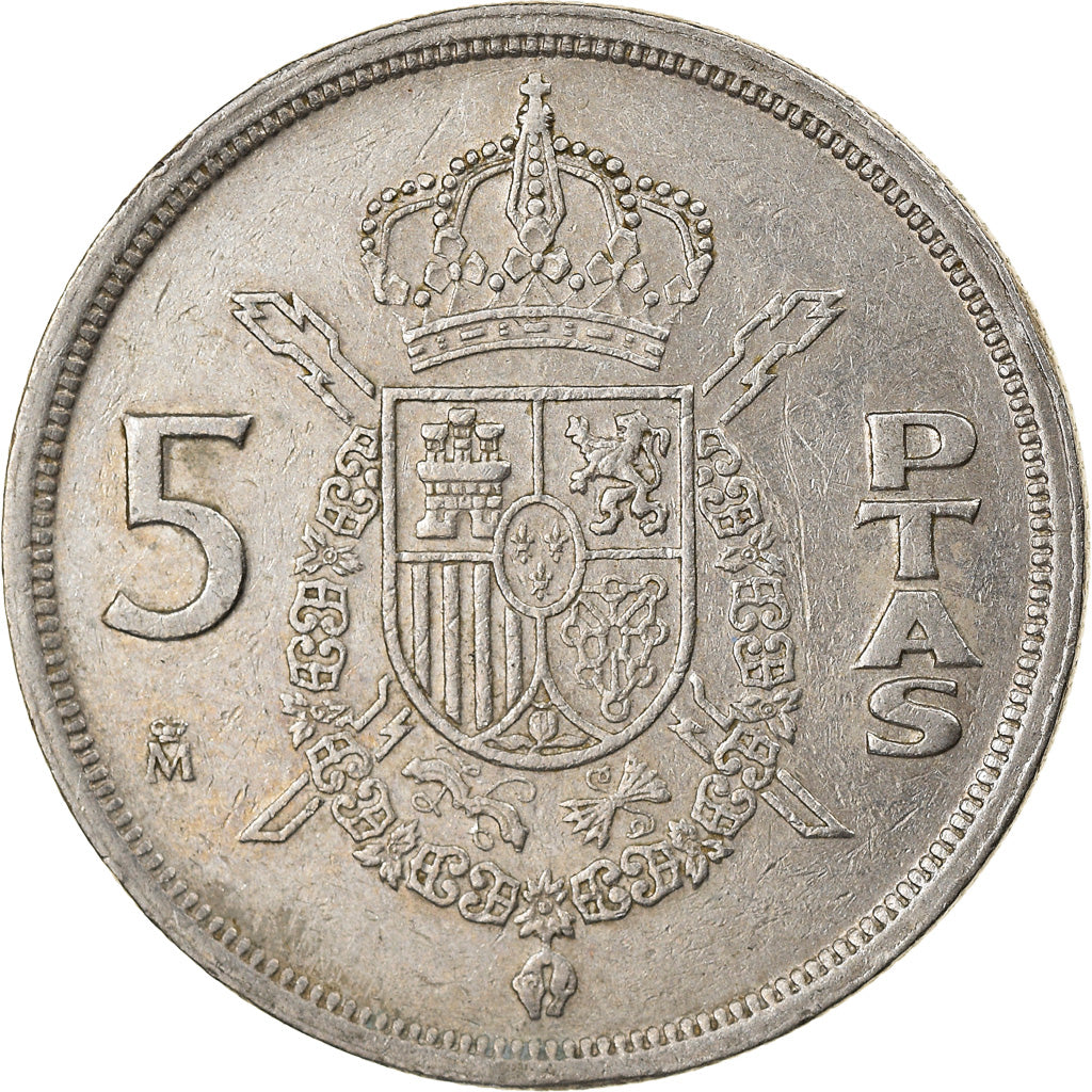 Moneta, Hiszpania, Juan Carlos I, 5 Pesetas, 1982, VF(30-35), Miedź-Nikiel