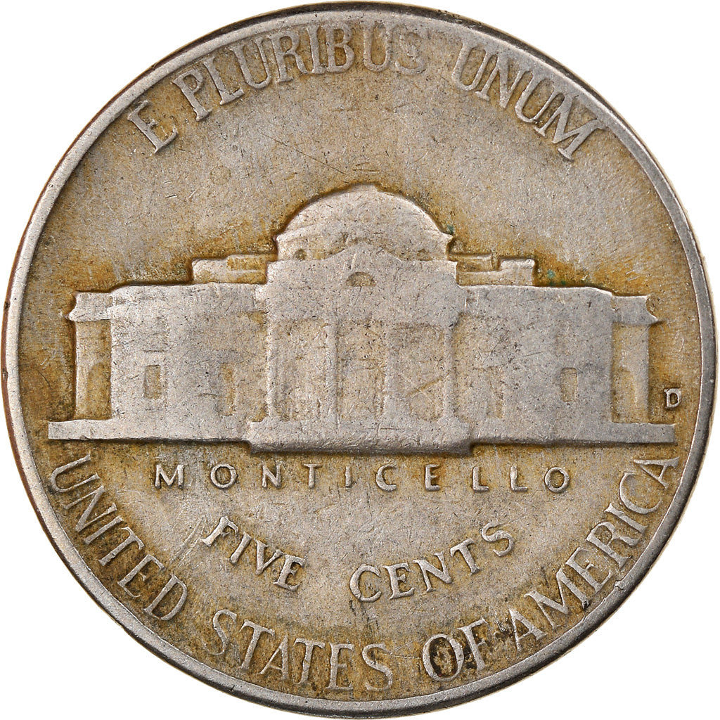 Monnaie, États-Unis, Jefferson Nickel, 5 Cents, 1948, U.S. Mint, Denver, TB