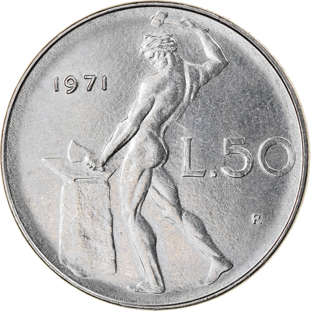 Münze, Italien, 50 Lire, 1971, Rome, SS+, Stainless Steel, KM:95.1