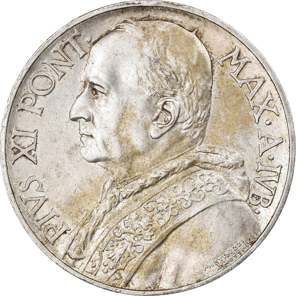 Coin, VATICAN CITY, Pius XI, 10 Lire, 1934, Rome, AU(50-53), Silver, KM:8