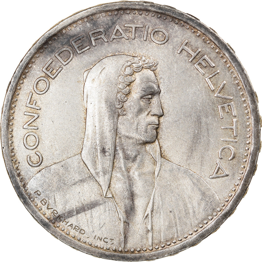 Coin, Switzerland, 5 Francs, 1954, Bern, AU(50-53), Silver, KM:40