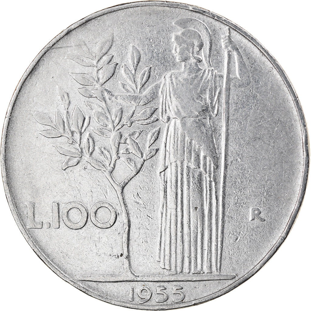 Coin, Italy, 100 Lire, 1955, Rome, EF(40-45), Stainless Steel, KM:96.1