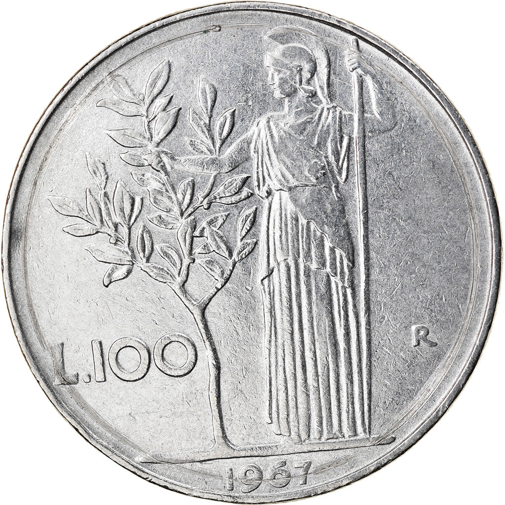 Coin, Italy, 100 Lire, 1967, Rome, VF(30-35), Stainless Steel, KM:96.1
