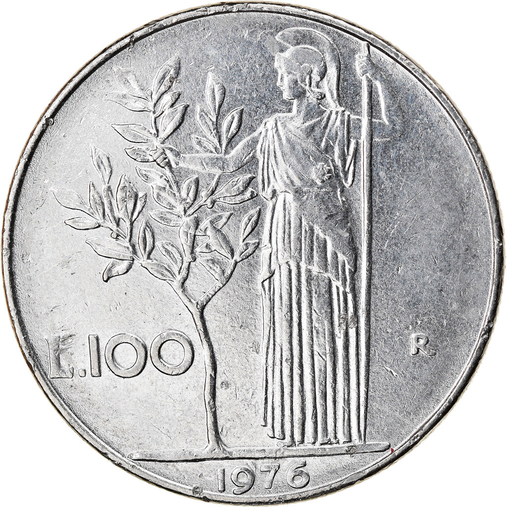 Moneta, Włochy, 100 Lire, 1976, Rome, VF(30-35), Stal nierdzewna, KM:96.1