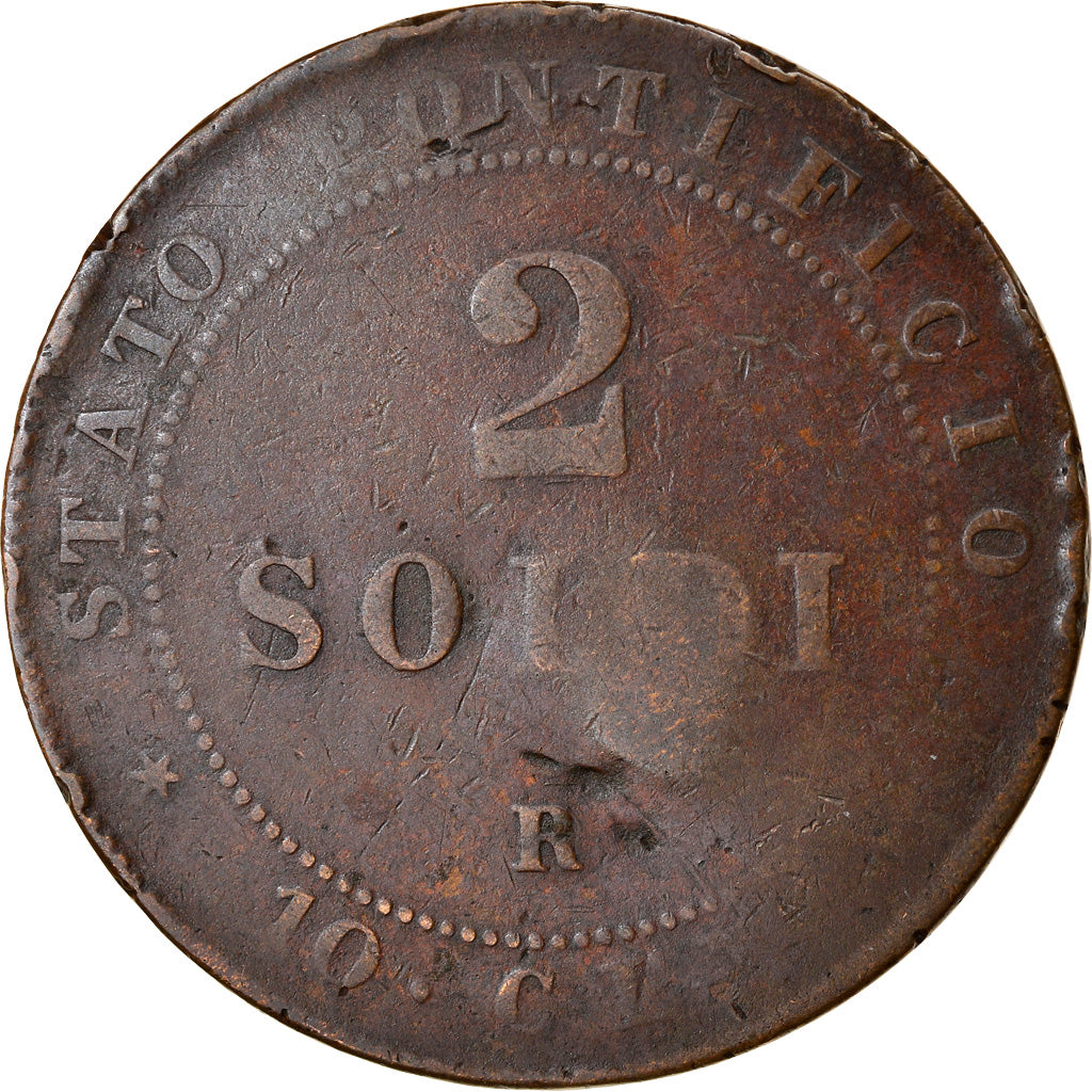 Coin, ITALIAN STATES, PAPAL STATES, Pius IX, 2 Soldi, 10 Centesimi, 1866