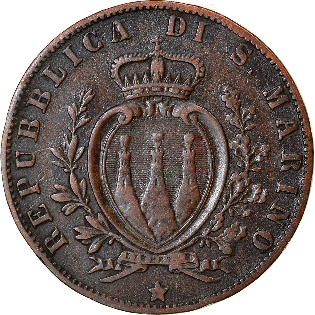 Moneta, San Marino, 5 Centesimi, 1894, Rome, BB, Rame, KM:1