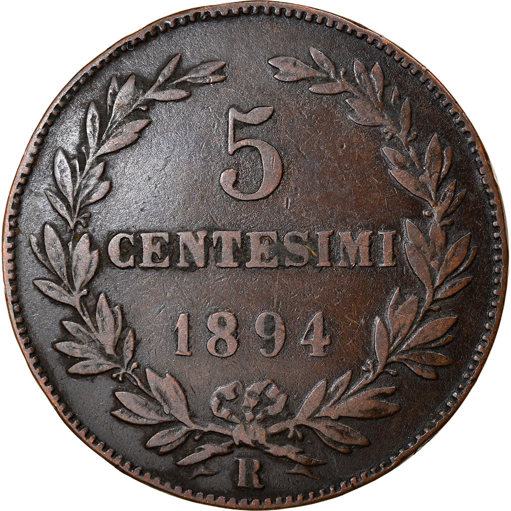 Moneta, San Marino, 5 Centesimi, 1894, Rome, BB, Rame, KM:1