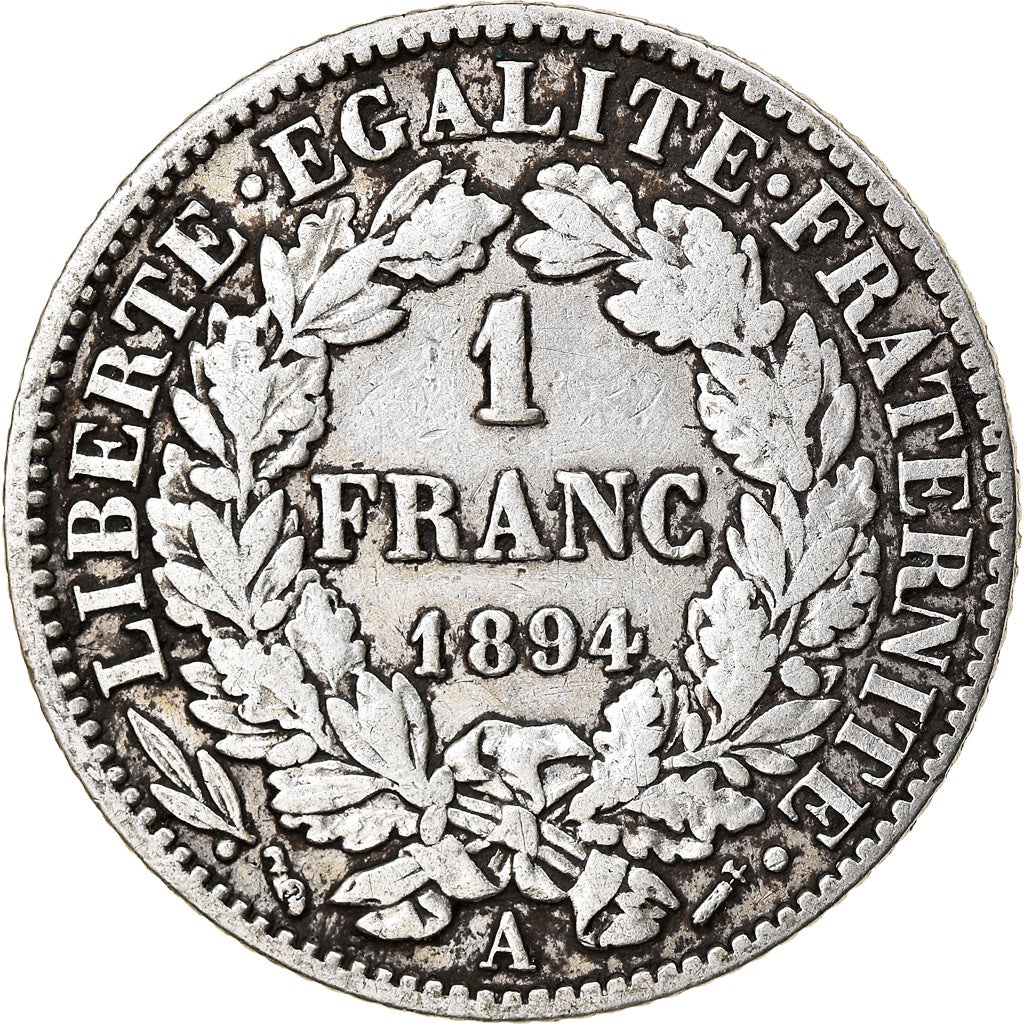 Münze, Frankreich, Cérès, Franc, 1894, Paris, S+, Silber, KM:822.1