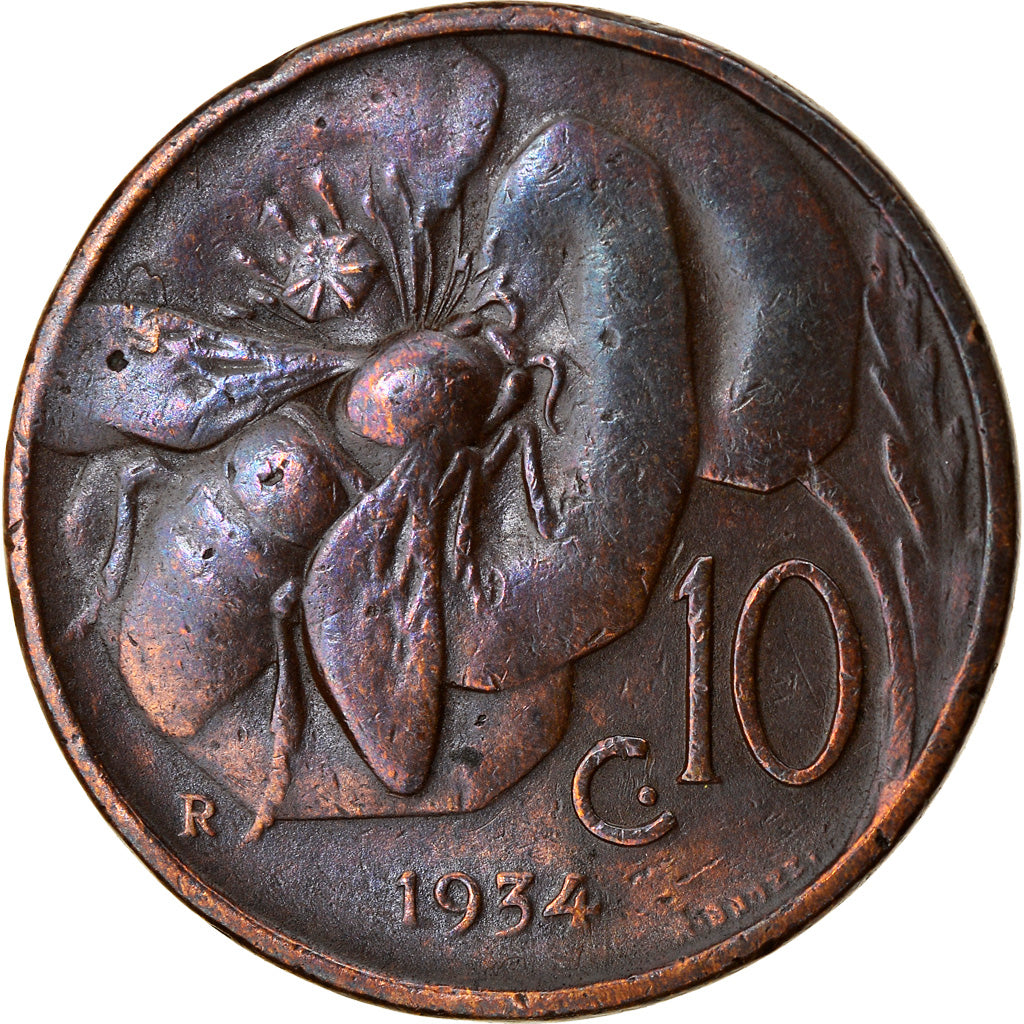 Moneta, Italia, Vittorio Emanuele III, 10 Centesimi, 1934, Rome, BB, Bronzo