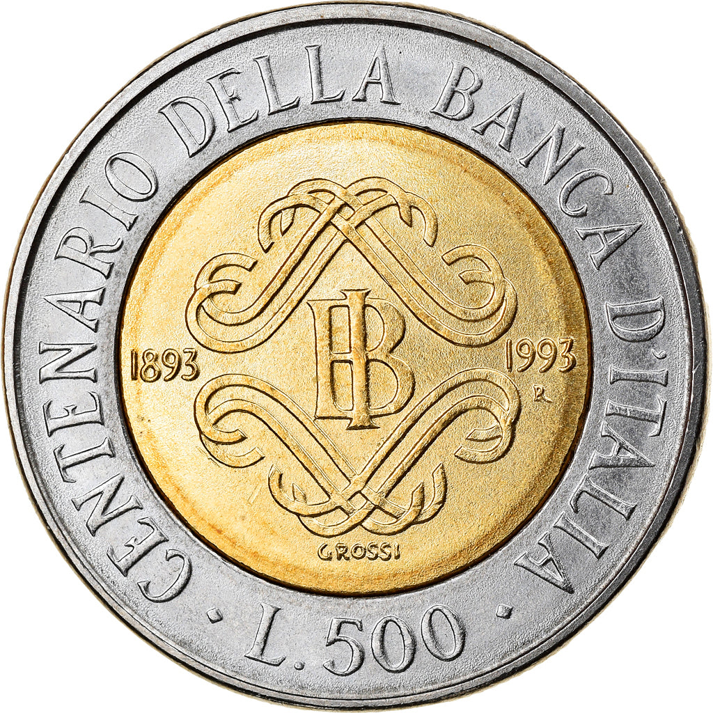 Coin, Italy, 500 Lire, 1993, Rome, AU(50-53), Bi-Metallic, KM:160
