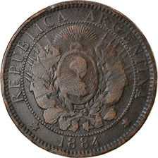 Coin, Argentina, 2 Centavos, 1884, EF(40-45), Bronze, KM:33