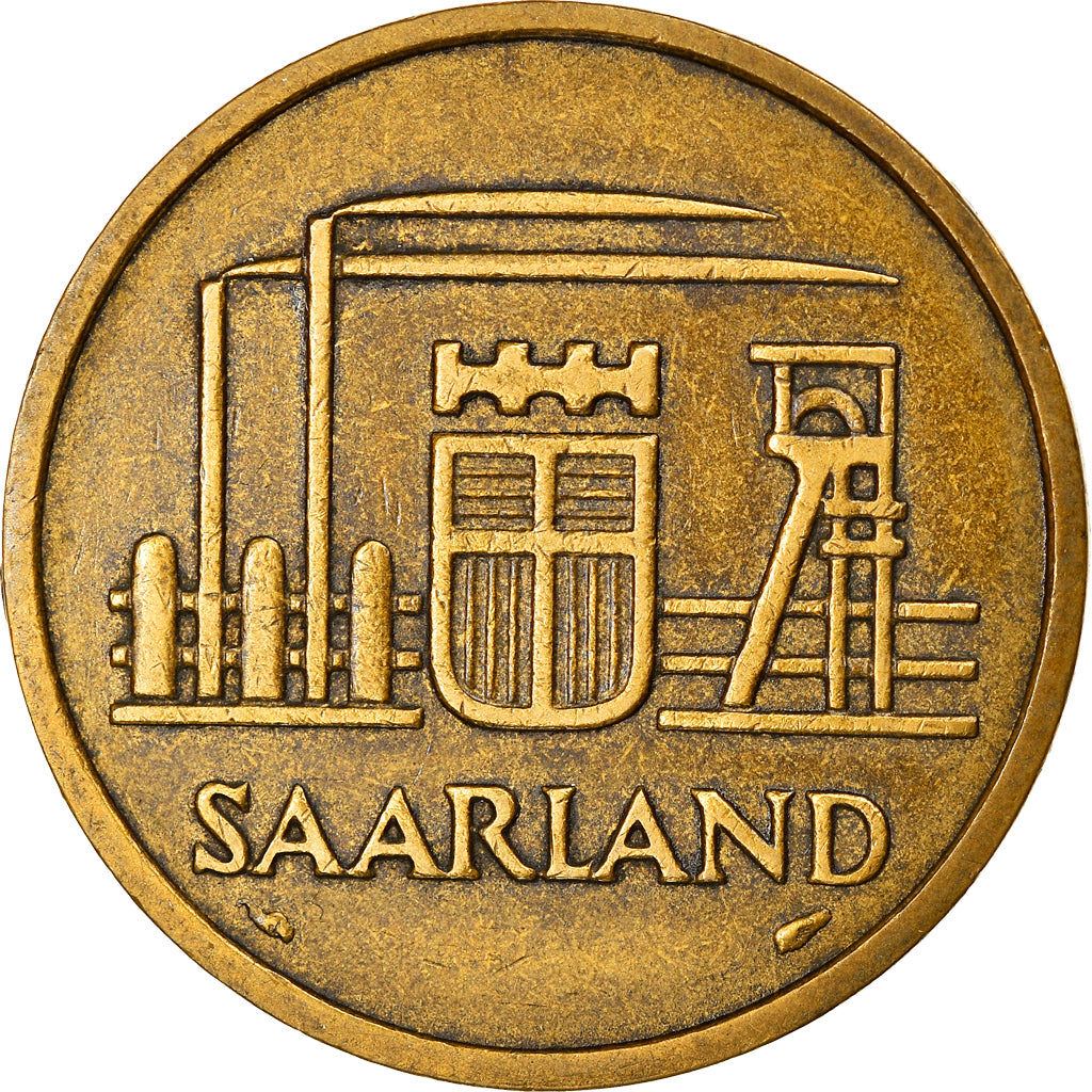 Moeda, SARRE, 50 Franken, 1954, Paris, AU(50-53), Alumínio-Bronze, KM:3