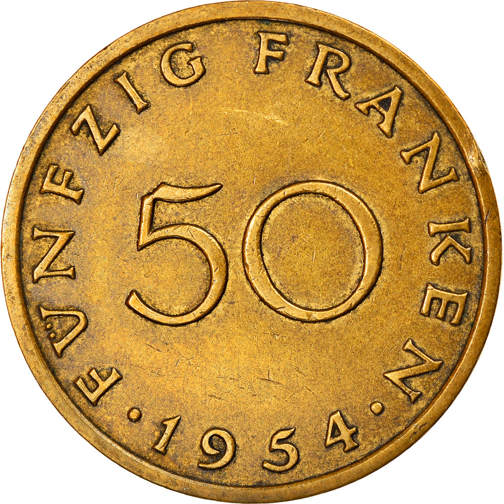 Moneta, SAARLAND, 50 Franken, 1954, Paris, BB, Alluminio-bronzo, KM:3