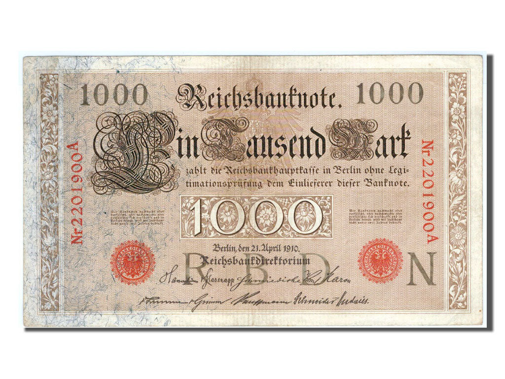 Germany, 1000 Mark, 1910, KM #44b, AU(55-58), 2201900A