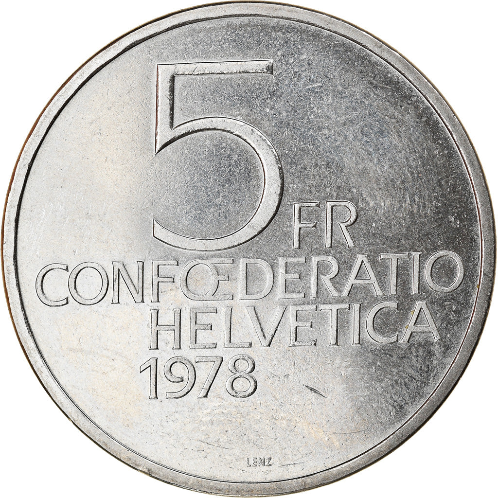 Moneta, Szwajcaria, Henry Dunant, 5 Francs, 1978, BE, EF(40-45), Miedź-Nikiel