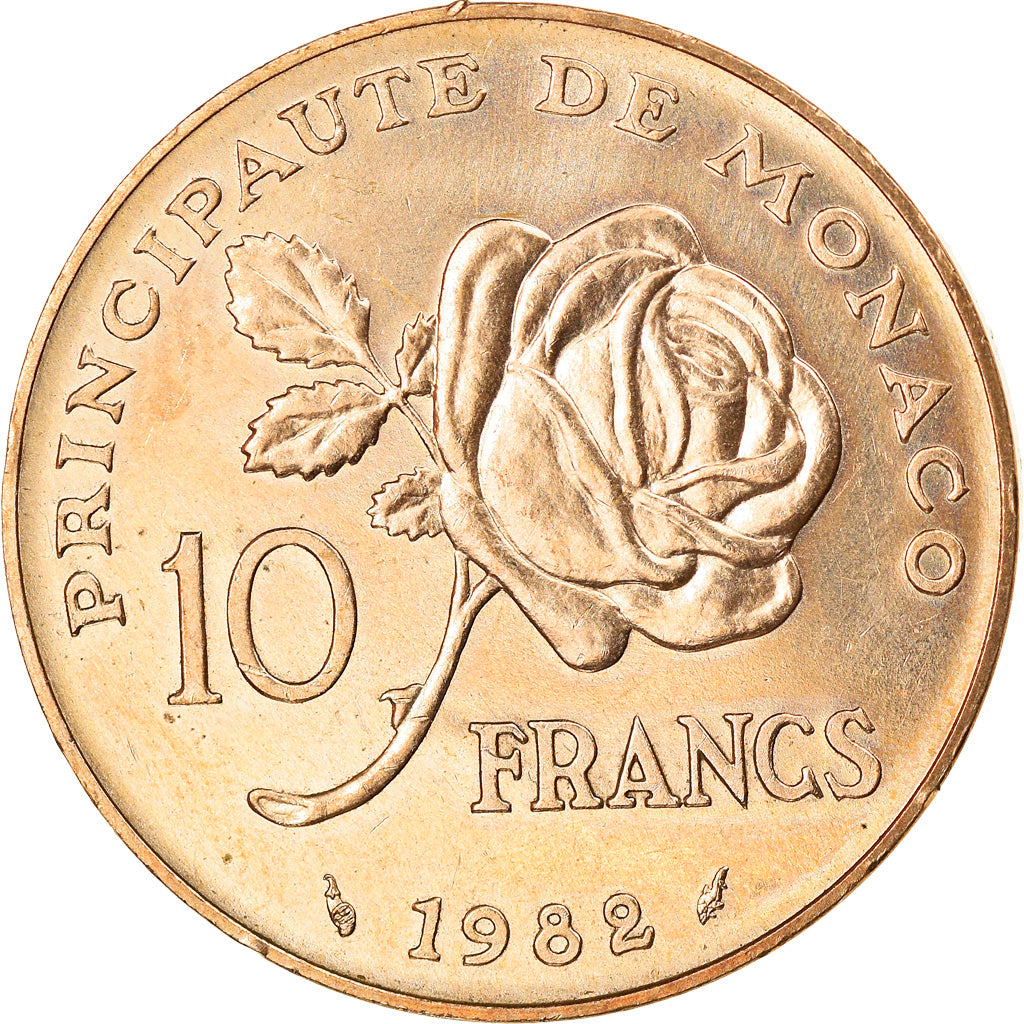Coin, Monaco, Rainier III, 10 Francs, 1982, EF(40-45), Copper-Nickel-Aluminum