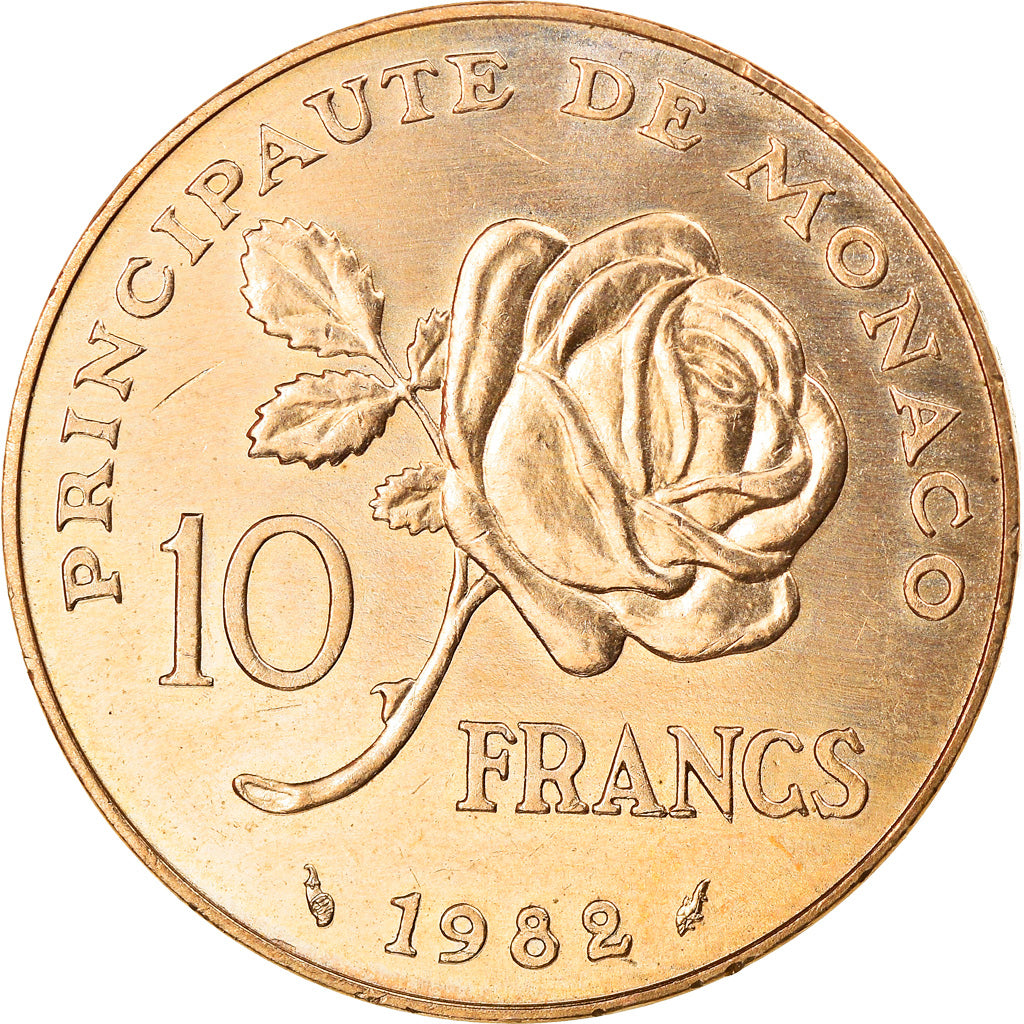 Coin, Monaco, Rainier III, 10 Francs, 1982, EF(40-45), Copper-Nickel-Aluminum