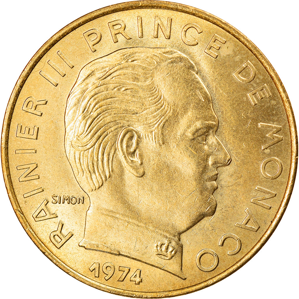 Coin, Monaco, Rainier III, 20 Centimes, 1974, AU(50-53), Aluminum-Bronze
