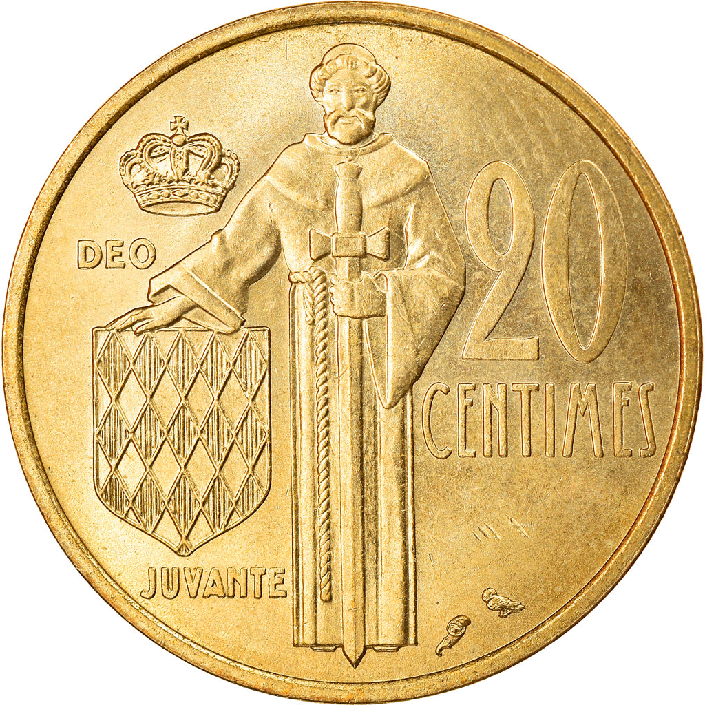 Coin, Monaco, Rainier III, 20 Centimes, 1974, AU(50-53), Aluminum-Bronze