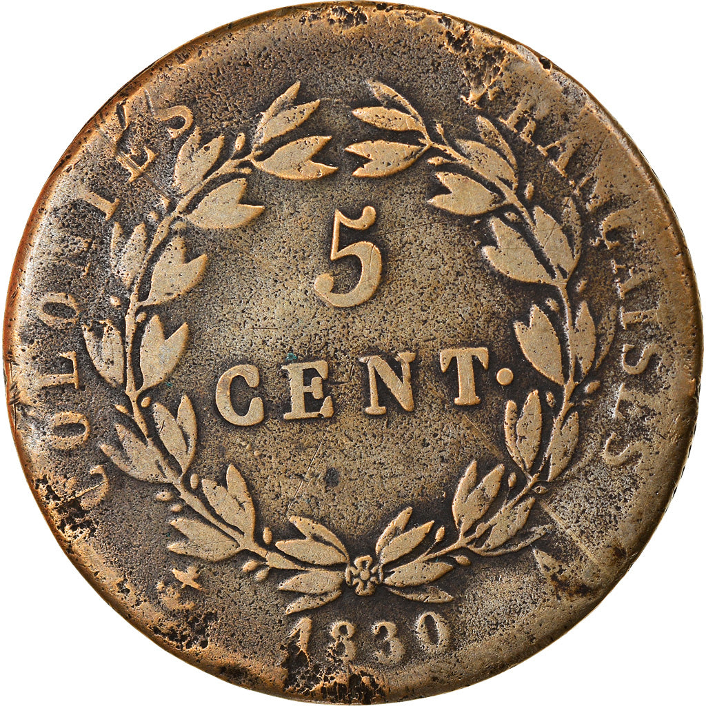 Monnaie, Colonies françaises, Charles X, 5 Centimes, 1830, Paris, TB, Bronze