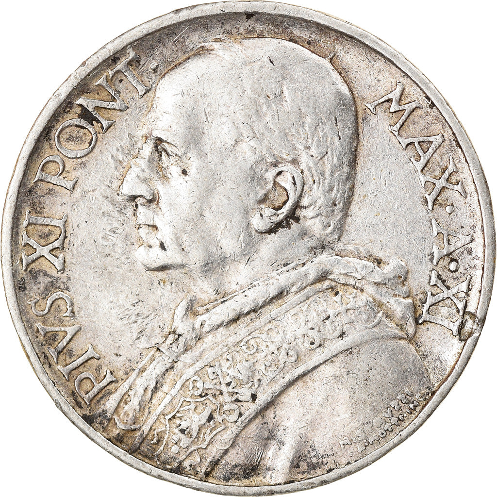 Münze, Vatikanstadt, Pius XI, 5 Lire, 1932, Roma, SS, Silber, KM:7