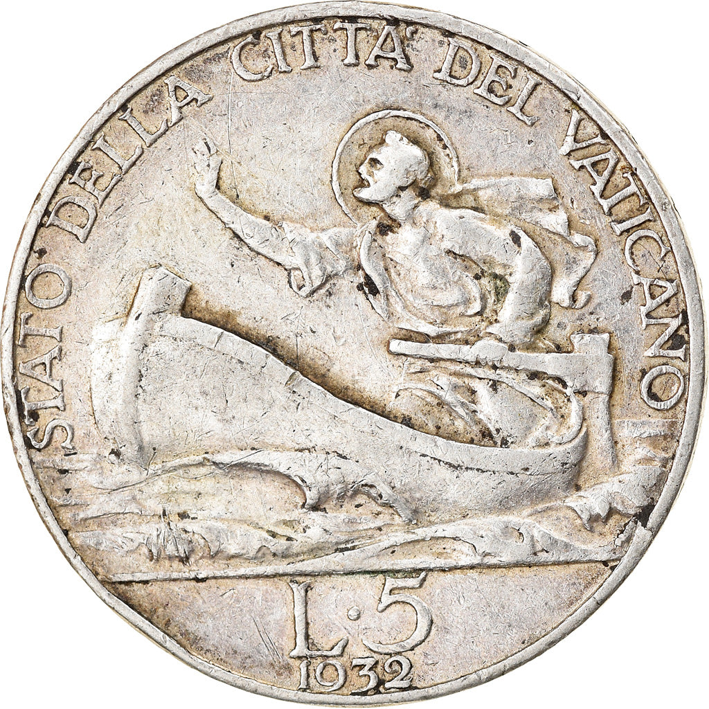 Münze, Vatikanstadt, Pius XI, 5 Lire, 1932, Roma, SS, Silber, KM:7