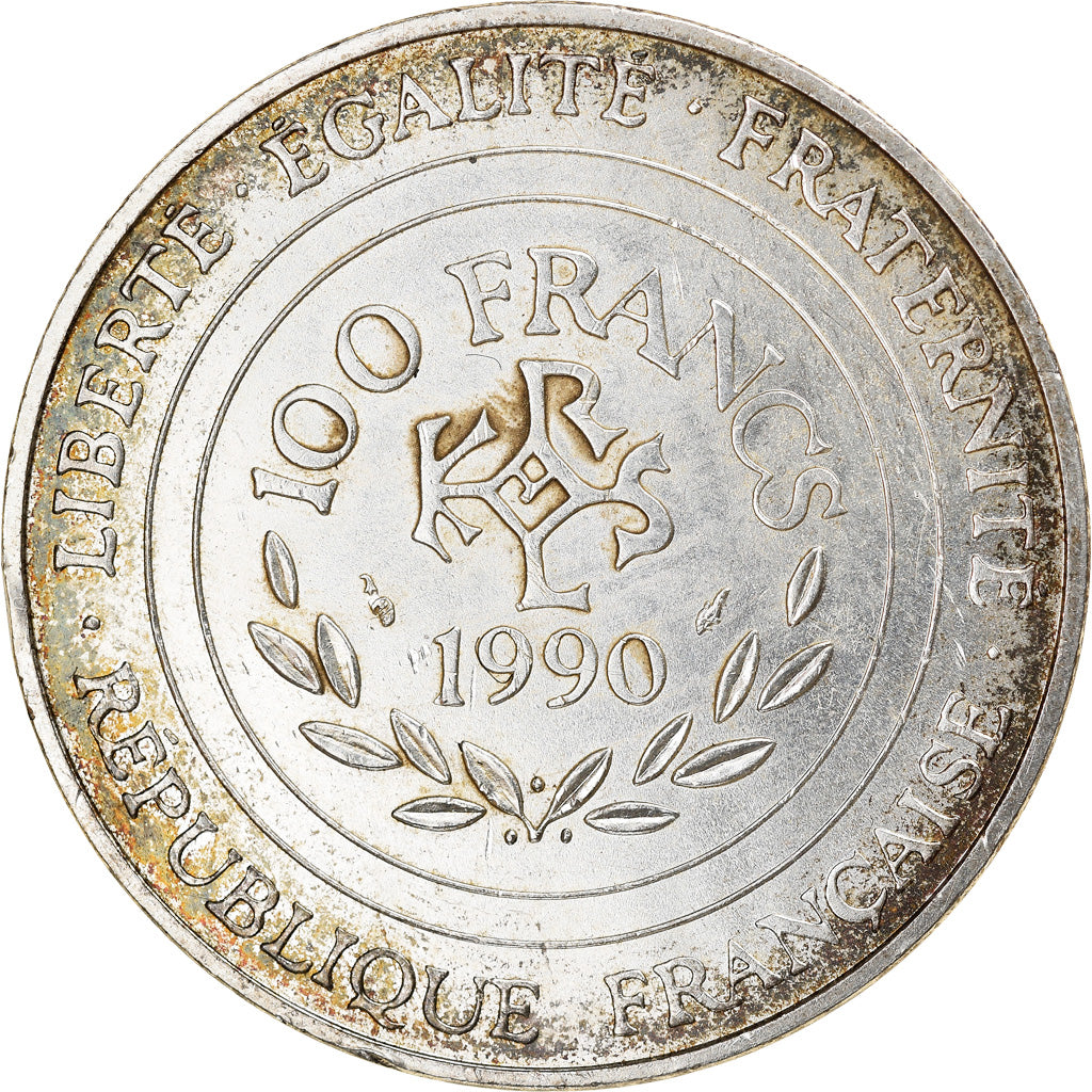 Moneta, Francia, Charlemagne, 100 Francs, 1990, BB, Argento, KM:982, Gadoury:905