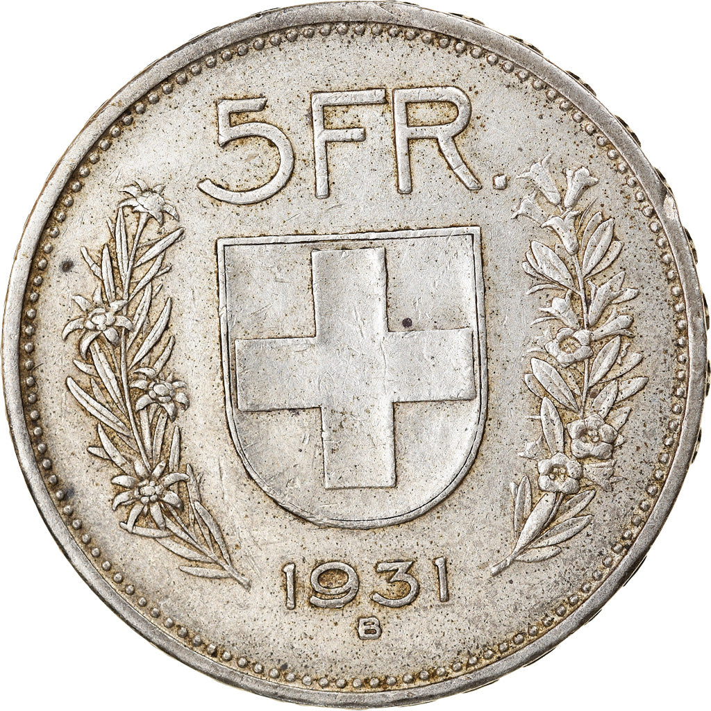 Coin, Switzerland, 5 Francs, 1931, Bern, EF(40-45), Silver, KM:40