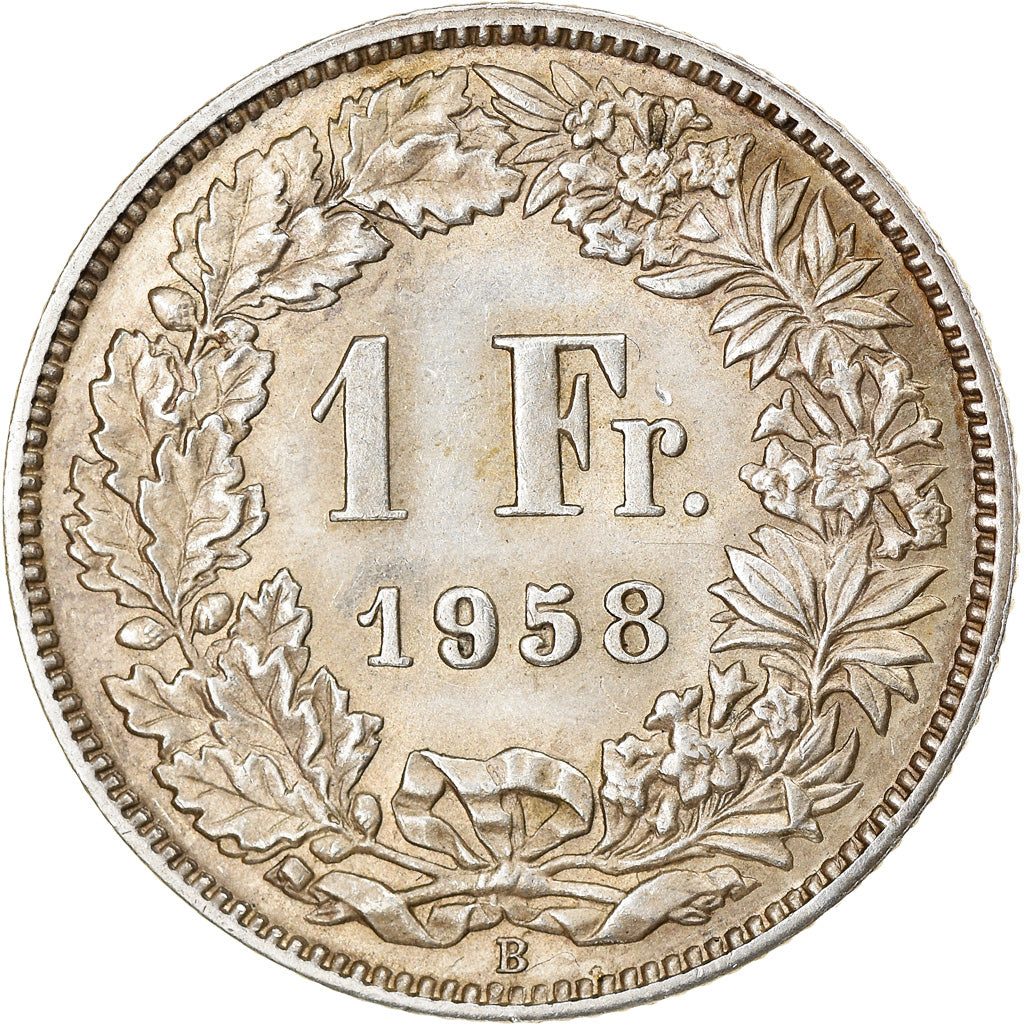 Coin, Switzerland, Franc, 1958, Bern, EF(40-45), Silver, KM:24