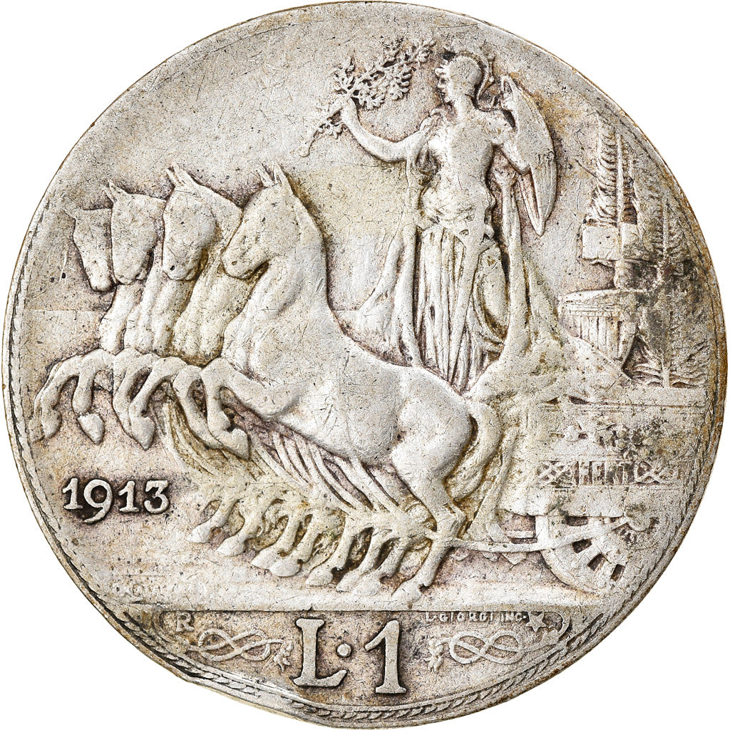 Coin, Italy, Vittorio Emanuele III, Lira, 1913, Rome, VF(20-25), Silver, KM:45