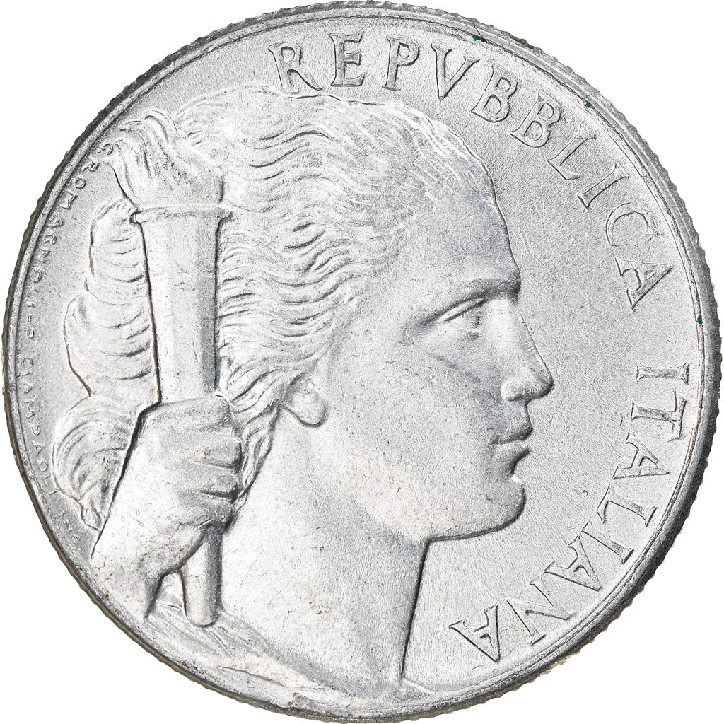 Coin, Italy, 5 Lire, 1948, Rome, AU(50-53), Aluminum, KM:89