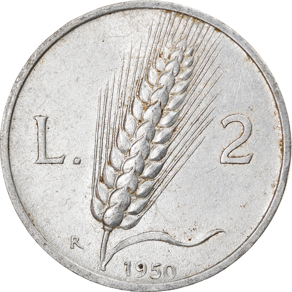 Coin, Italy, 2 Lire, 1950, Rome, EF(40-45), Aluminum, KM:88