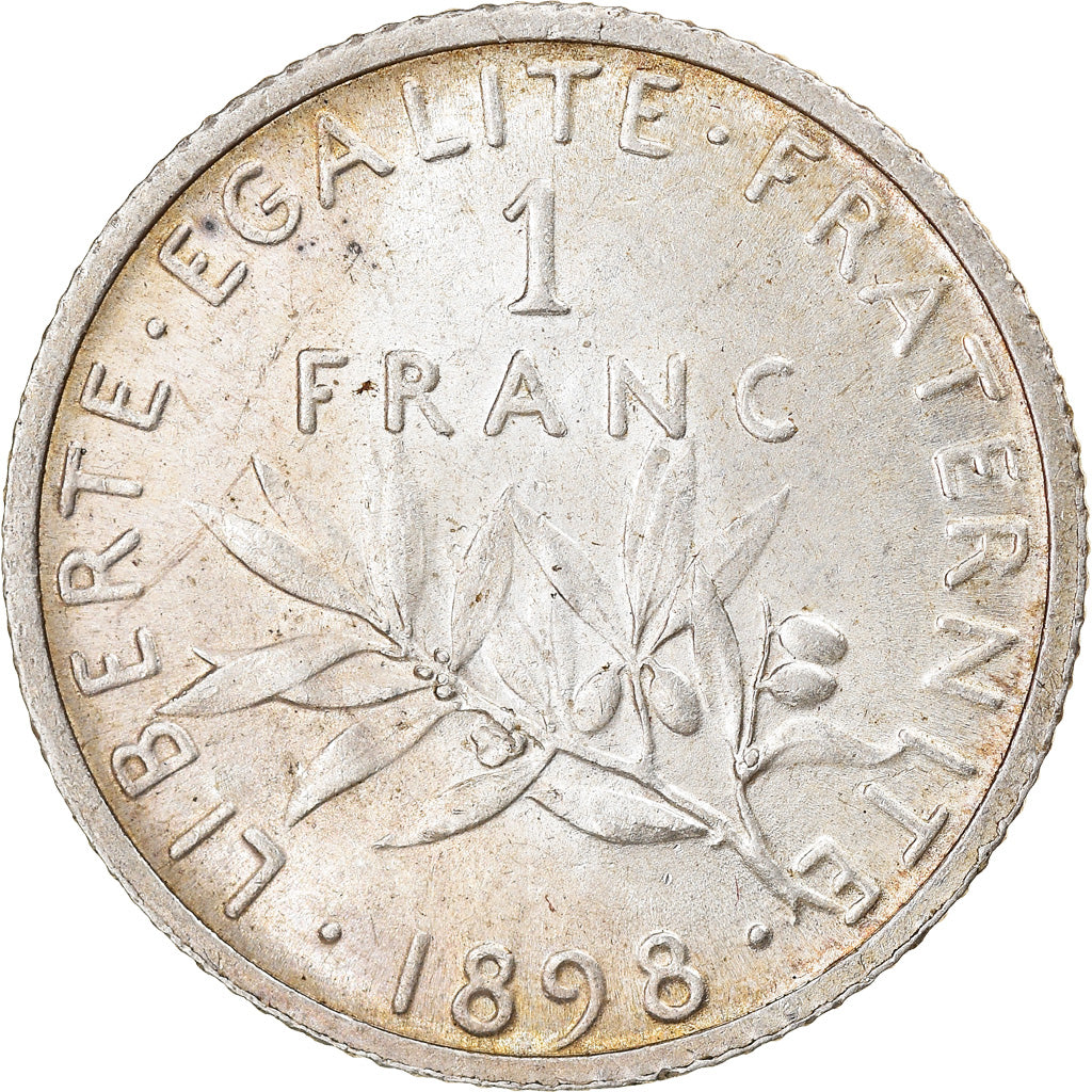Coin, France, Semeuse, Franc, 1898, Paris, AU(50-53), Silver, KM:844.1
