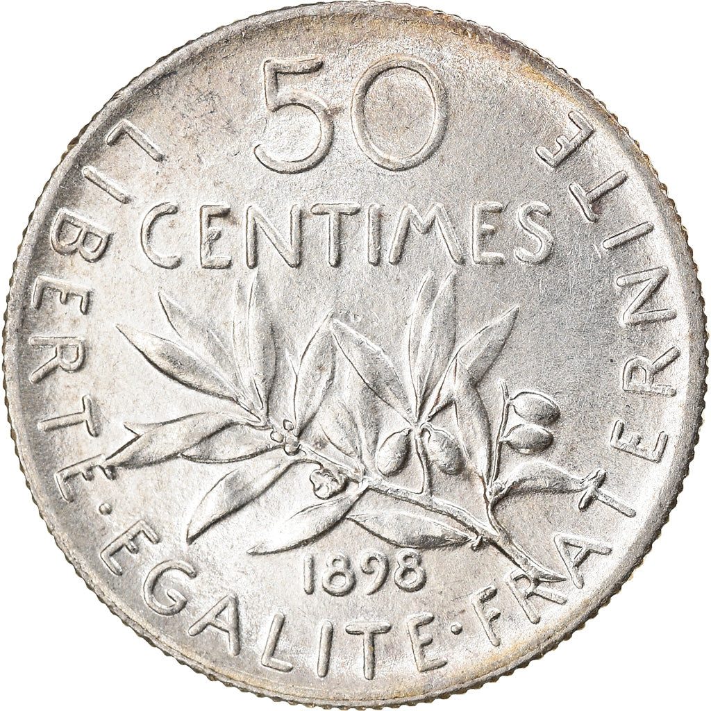Moneta, Francia, Semeuse, 50 Centimes, 1898, Paris, BB+, Argento, KM:854