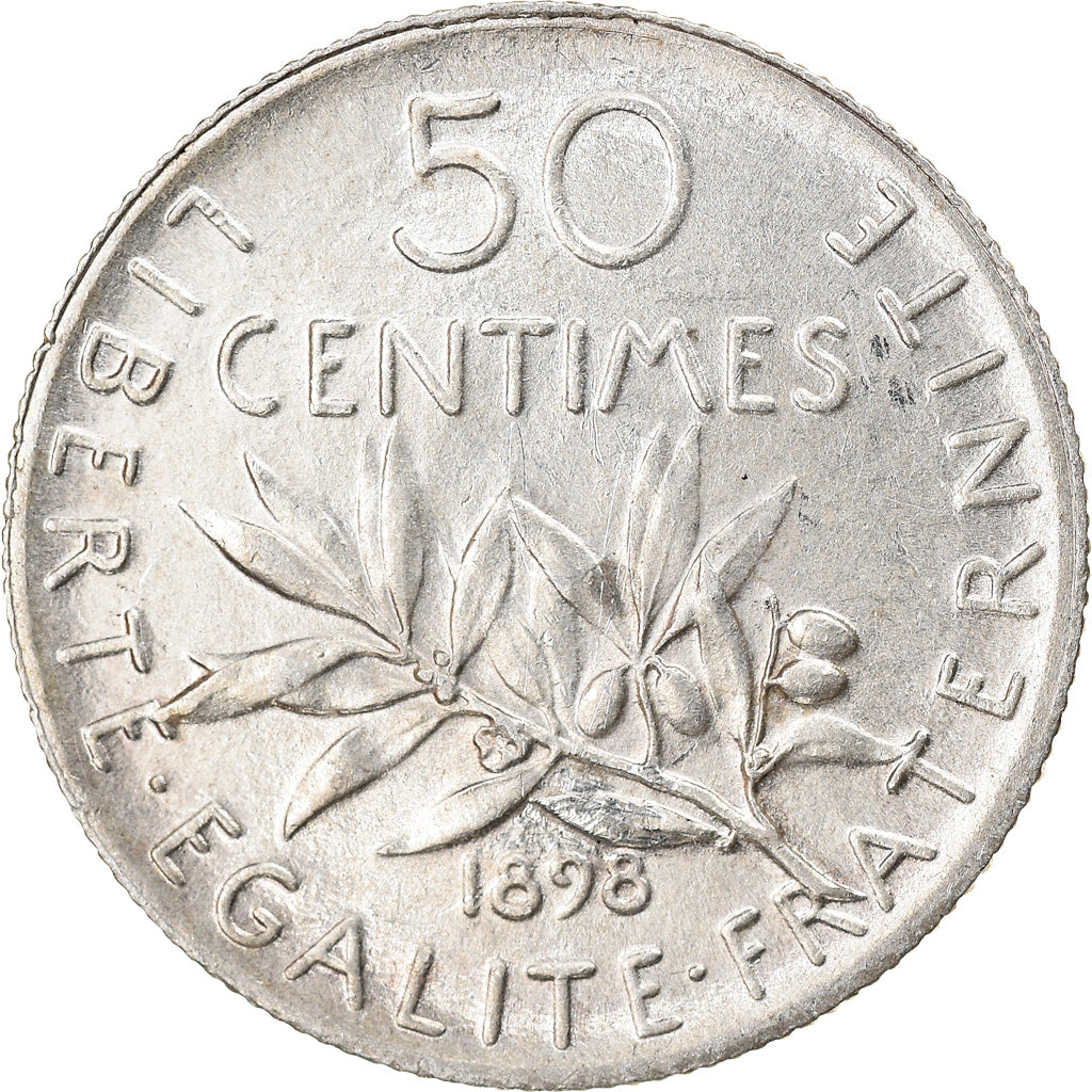 Coin, France, Semeuse, 50 Centimes, 1898, Paris, AU(50-53), Silver, KM:854