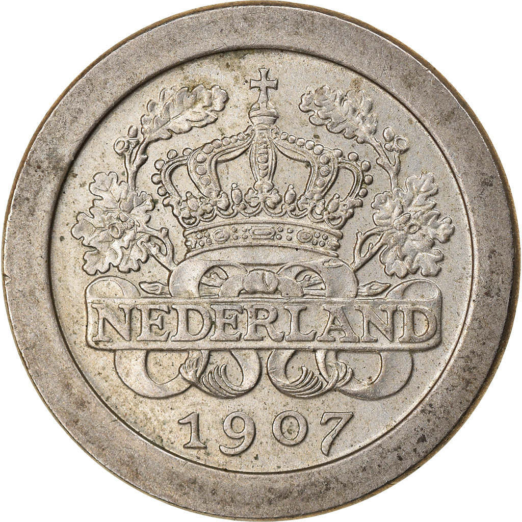 Coin, Netherlands, Wilhelmina I, 5 Cents, 1907, EF(40-45), Copper-nickel, KM:137
