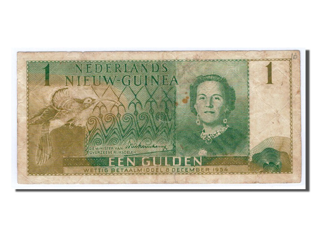 Netherlands New Guinea, 1 Gulden, 1954, KM #11a, VF(30-35), AL