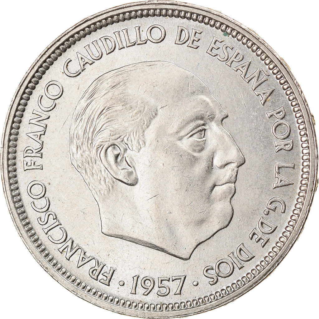 Coin, Spain, Caudillo and regent, 50 Pesetas, 1960, AU(50-53), Copper-nickel