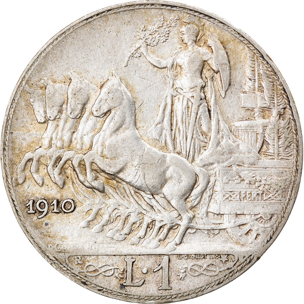 Coin, Italy, Vittorio Emanuele III, Lira, 1910, Rome, EF(40-45), Silver, KM:45