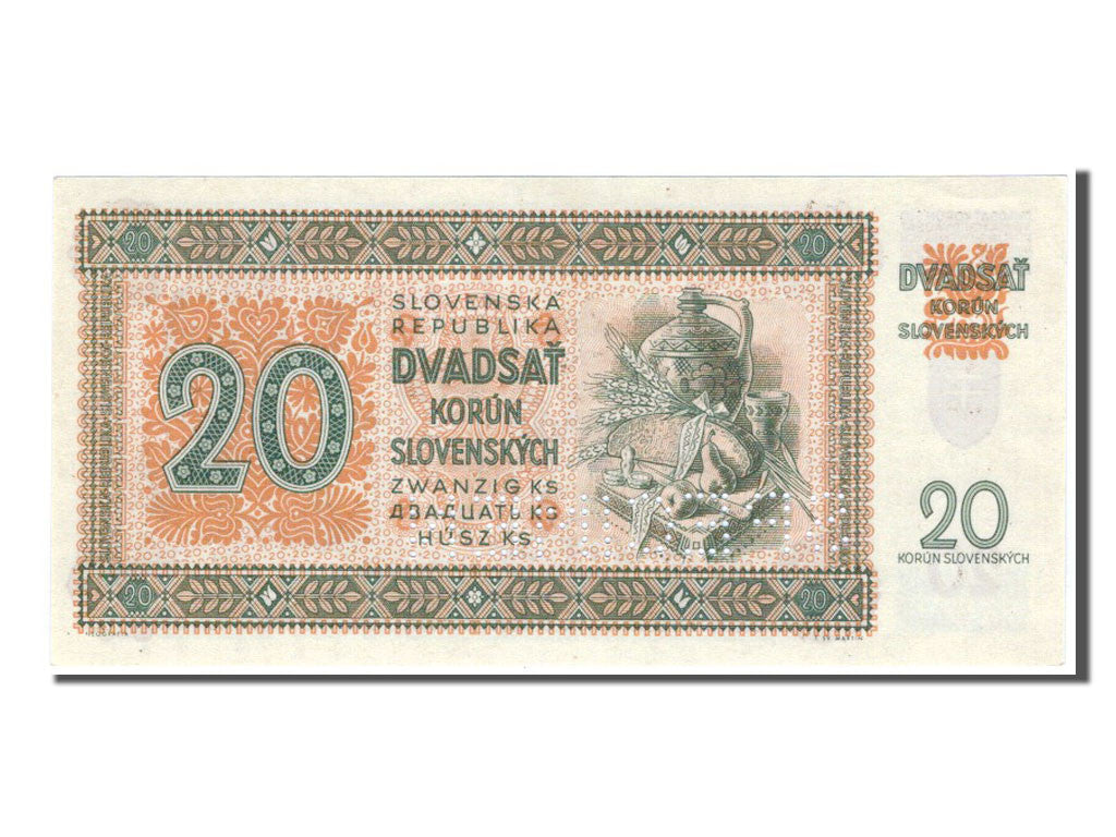 Slovakia, 20 Korun, 1942, KM #7s, UNC(65-70), Ly17