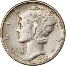 Coin, United States, Mercury Dime, Dime, 1945, U.S. Mint, Philadelphia