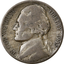 Münze, Vereinigte Staaten, Jefferson Nickel, 5 Cents, 1945, U.S. Mint