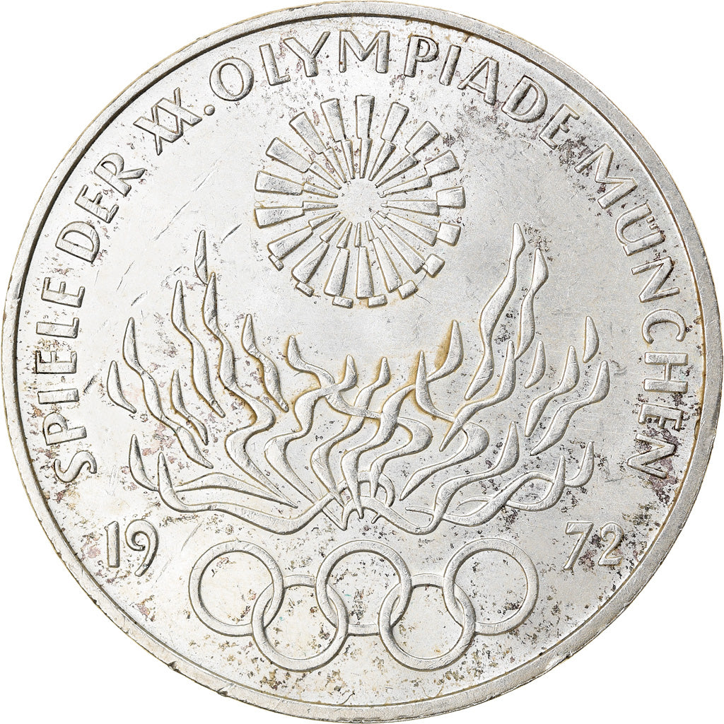 Munten, Federale Duitse Republiek, 10 Mark, 1972, Karlsruhe, ZF+, Zilver, KM:135
