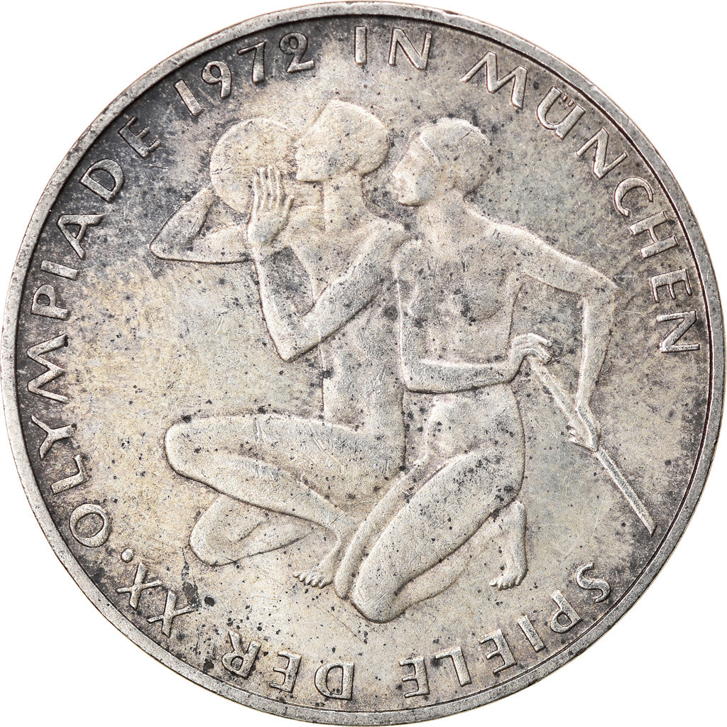 Munten, Federale Duitse Republiek, 10 Mark, 1972, Karlsruhe, ZF, Zilver, KM:132