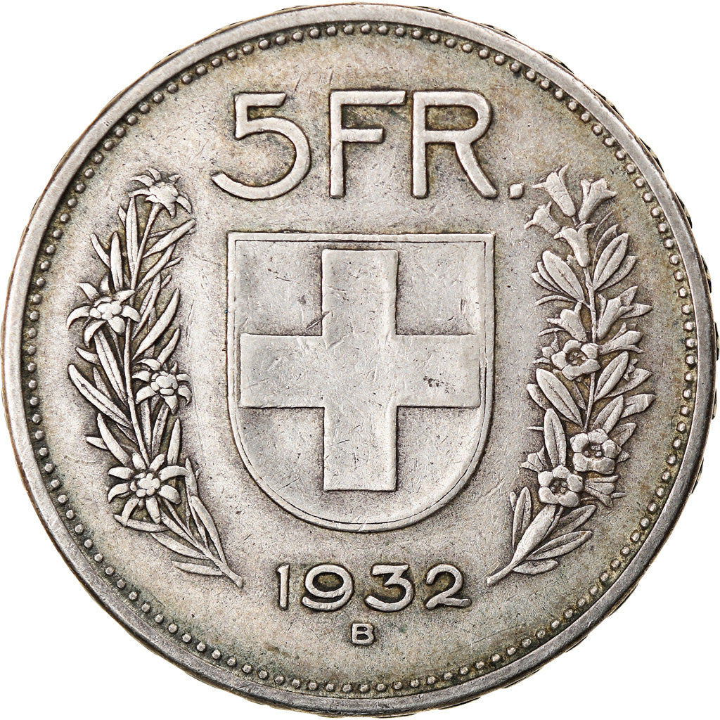 Coin, Switzerland, 5 Francs, 1932, Bern, VF(30-35), Silver, KM:40